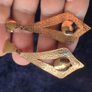 Vintage 925 sterling silver & copper Modernist Brutalist Southwestern earrings